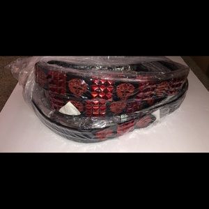 Red Studs with Red Lion Studded Leather Belt